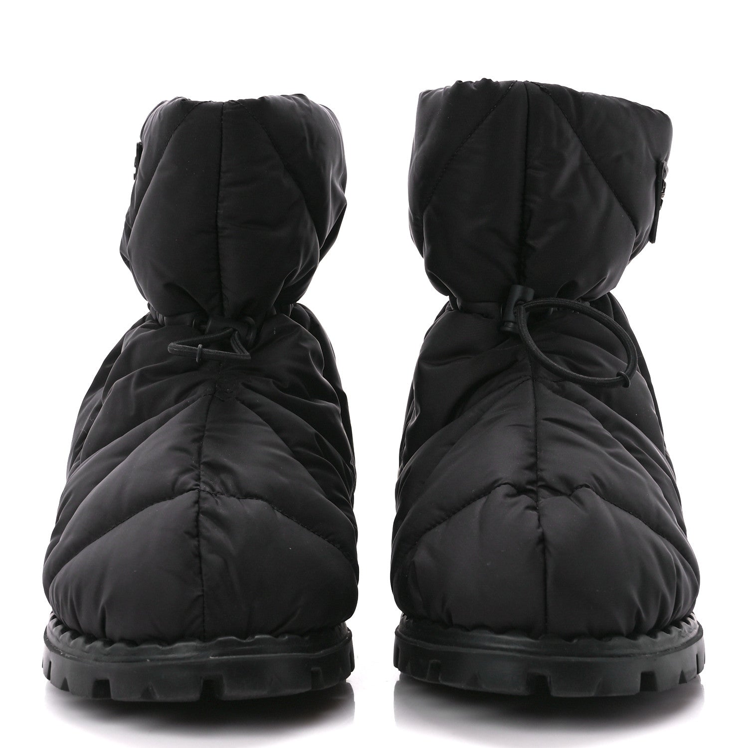 Prada Re-Nylon Piuma Triangle Logo Padded Drawcord Snow Boots 38.5 Black 2 of 8