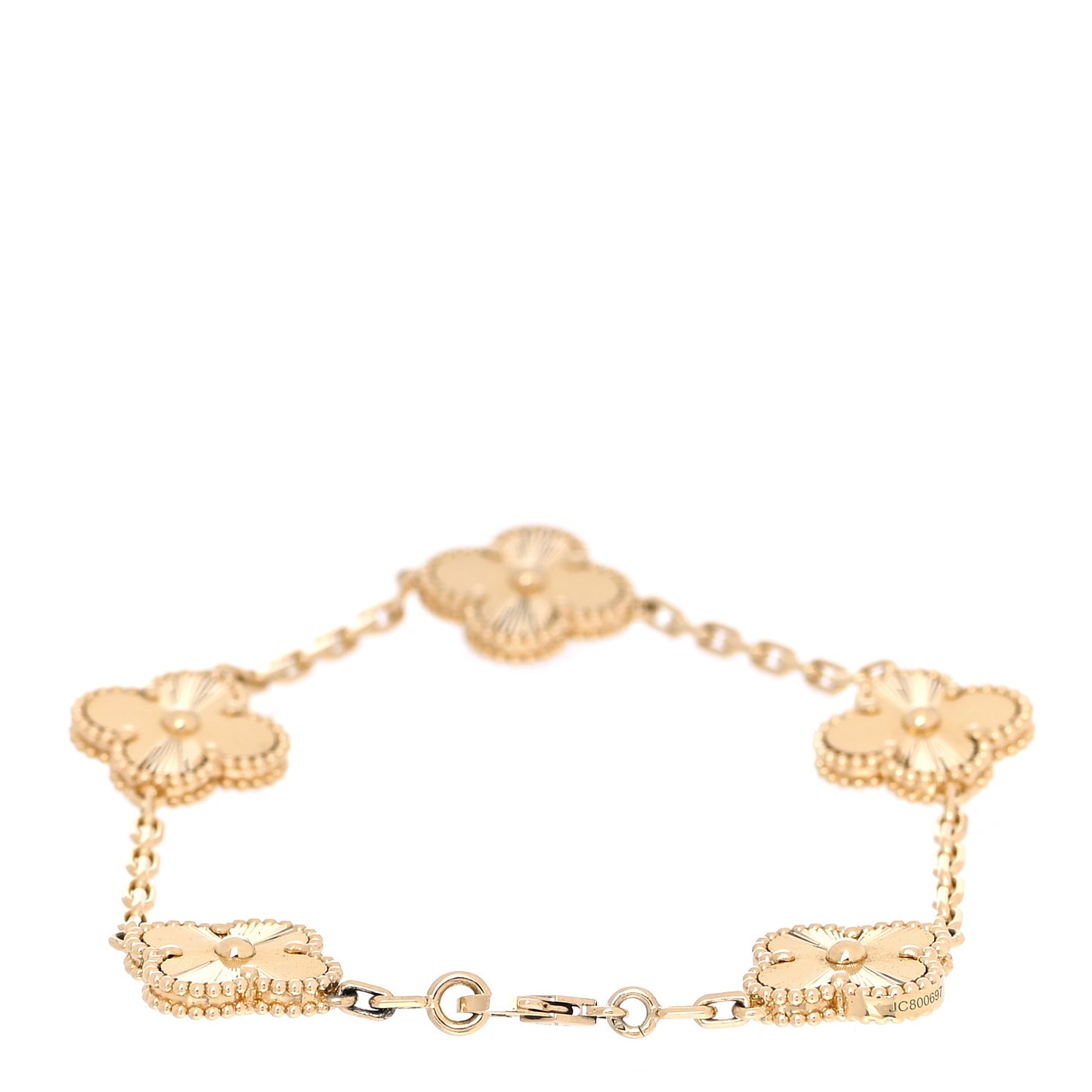 18K Yellow Gold 5 Motifs Guilloche Vintage Alhambra Bracelet