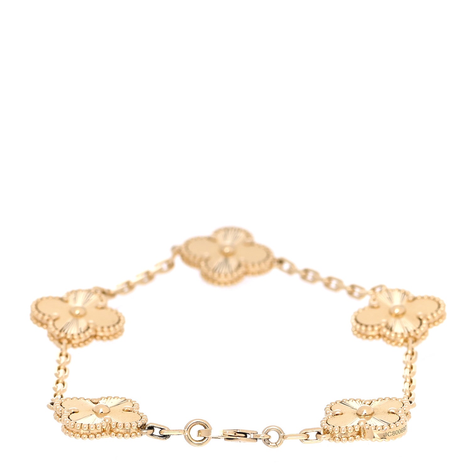 Van Cleef & Arpels 18K Yellow Gold 5 Motifs Guilloche Vintage Alhambra Bracelet 3 of 8
