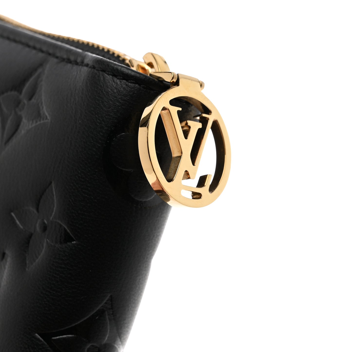 Lambskin Embossed Monogram Coussin Zippy Wallet Black
