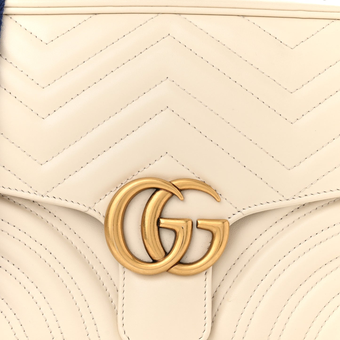 Calfskin Matelasse Sylvie Web Small GG Marmont Top Handle Shoulder Bag White