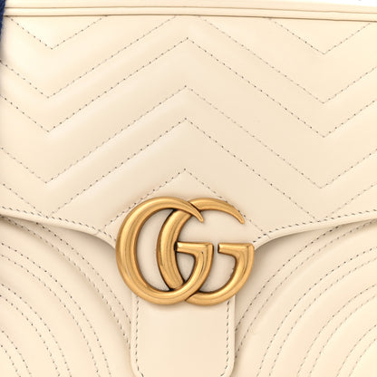 Gucci Calfskin Matelasse Sylvie Web Small GG Marmont Top Handle Shoulder Bag White 8 of 13