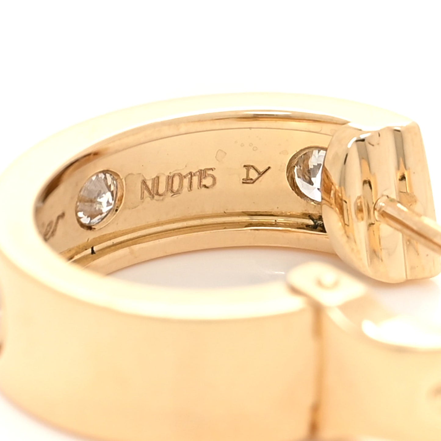 18K Yellow Gold 6 Diamond 5.5mm LOVE French Clip Hoop Earrings
