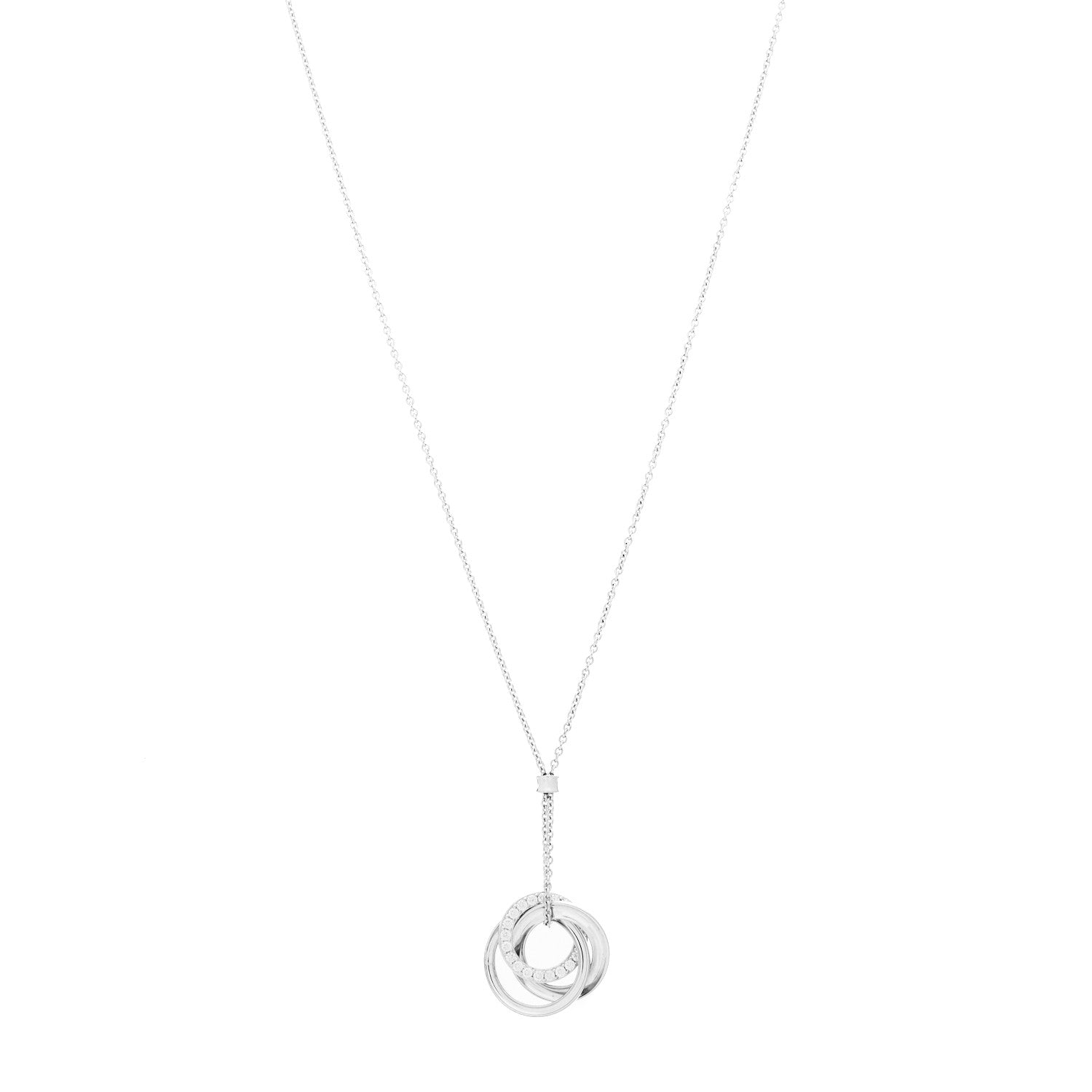 Tiffany 18K White Gold Diamond 1837 Triple Interlocking Circles Pendant Necklace 1 of 6