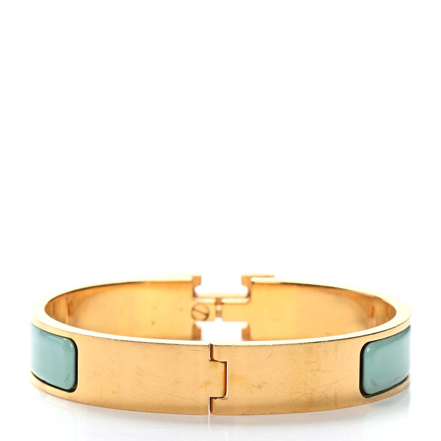 Hermes Enamel Narrow Clic Clac H Bracelet GM Vert Aqua 3 of 4