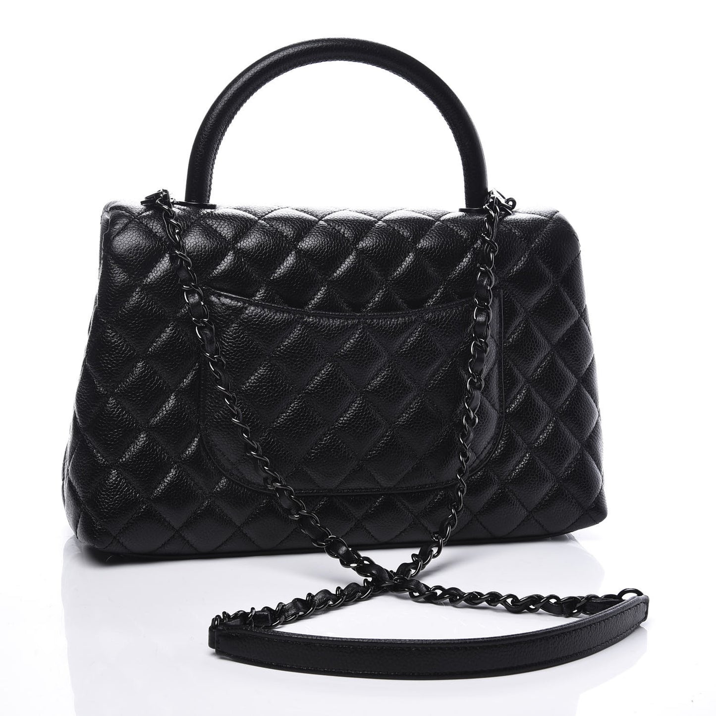 Caviar Quilted Small Coco Handle Flap So Black