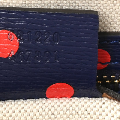 Gucci Shangai Calfskin Polka Dot Small Horsebit 1955 Top Handle Bag Blue Red 7 of 10