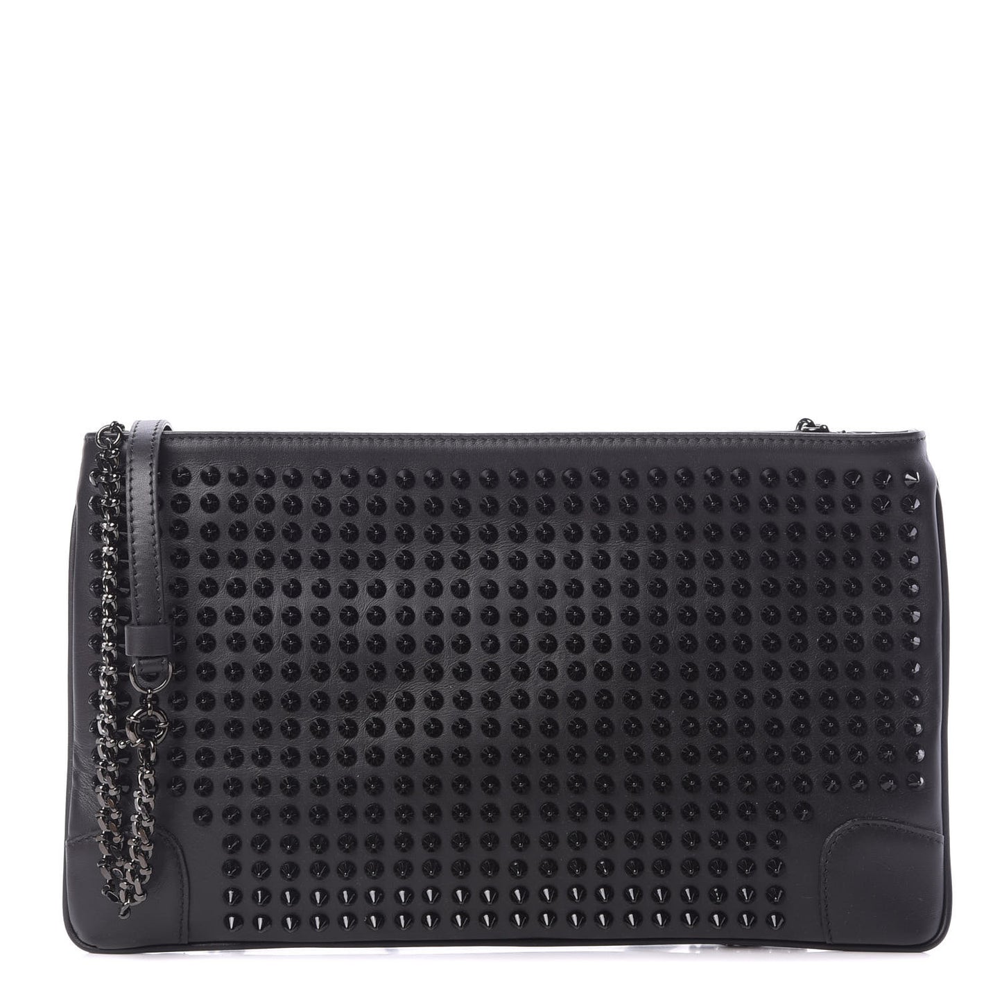 Calfskin Studded Loubiposh Clutch Black