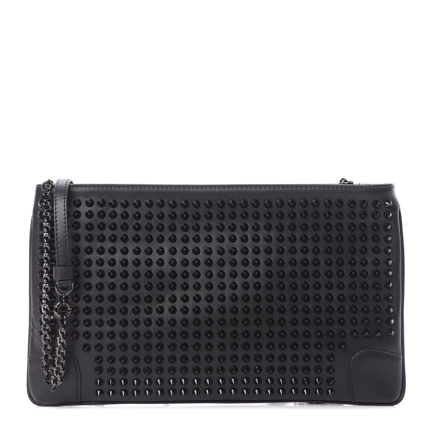 Christian Louboutin Calfskin Studded Loubiposh Clutch Black 1 of 11