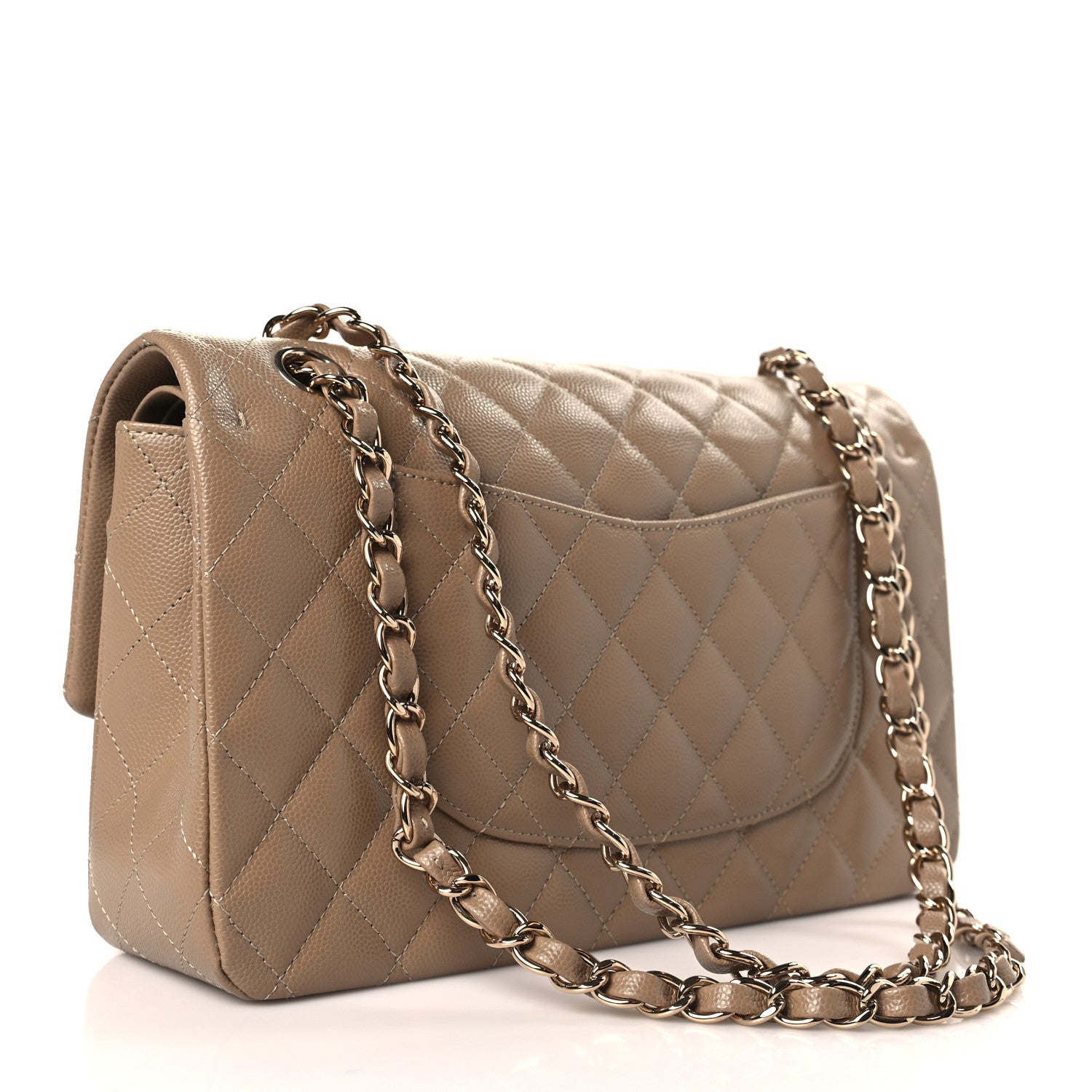 Chanel Caviar Quilted Medium Double Flap Dark Beige 3 of 10