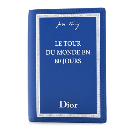 Christian Dior Calfskin Cover Bi-Fold Card Holder Blue White 1 of 8