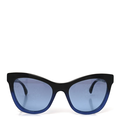 Chanel Acetate CC Cat Eye Summer Sunglasses 5350 Black Blue 2 of 7