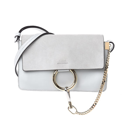 Chloe Suede Calfskin Small Faye Shoulder Bag Washed Blue 1 of 10