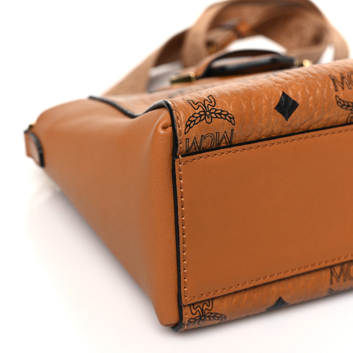 MCM Visetos Small Essential Crossbody Bag Cognac 9 of 10