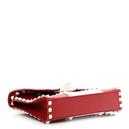 Valentino Garavani Vitello Colorblock Medium Free Rockstud Flip Lock Crossbody Bag Rosso Valentino Optic White 4 of 12