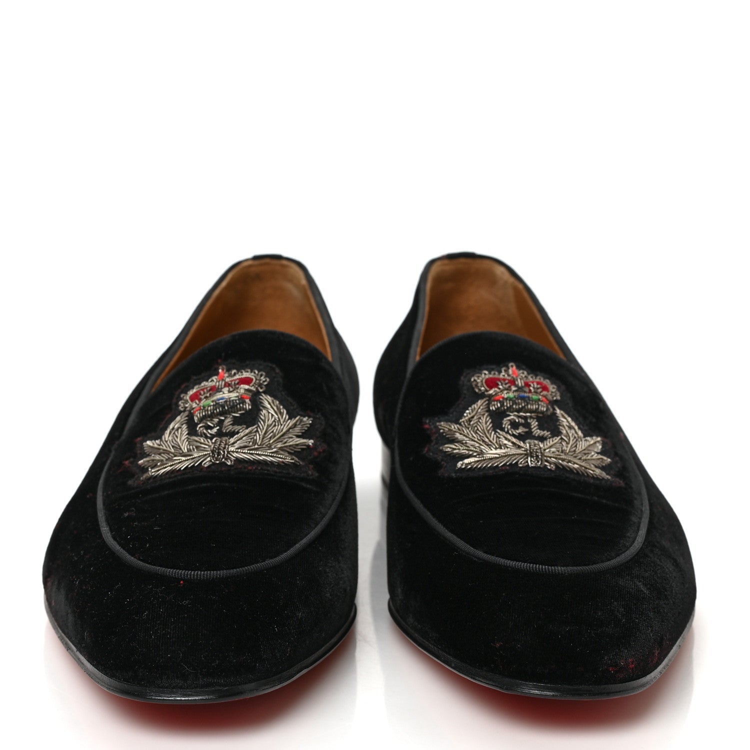Christian Louboutin Velvet Veau Velours Crest On The Nile Loafers 43 Black 2 of 7