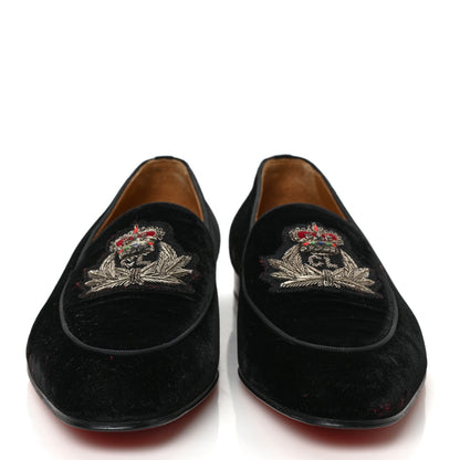 Christian Louboutin Velvet Veau Velours Crest On The Nile Loafers 43 Black 2 of 7