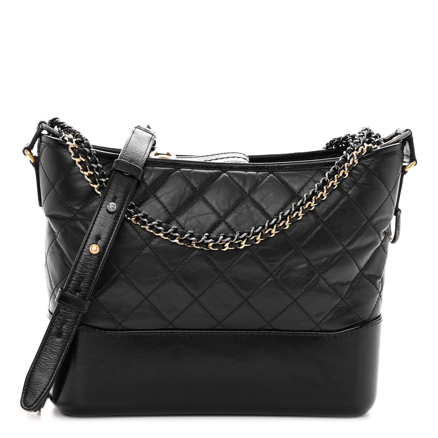 Chanel Aged Calfskin Quilted Medium Gabrielle Hobo Black 1 of 11