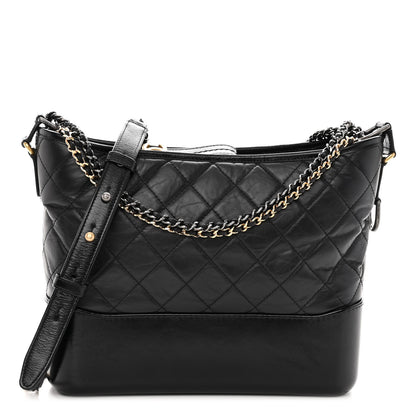Chanel Aged Calfskin Quilted Medium Gabrielle Hobo Black 1 of 11