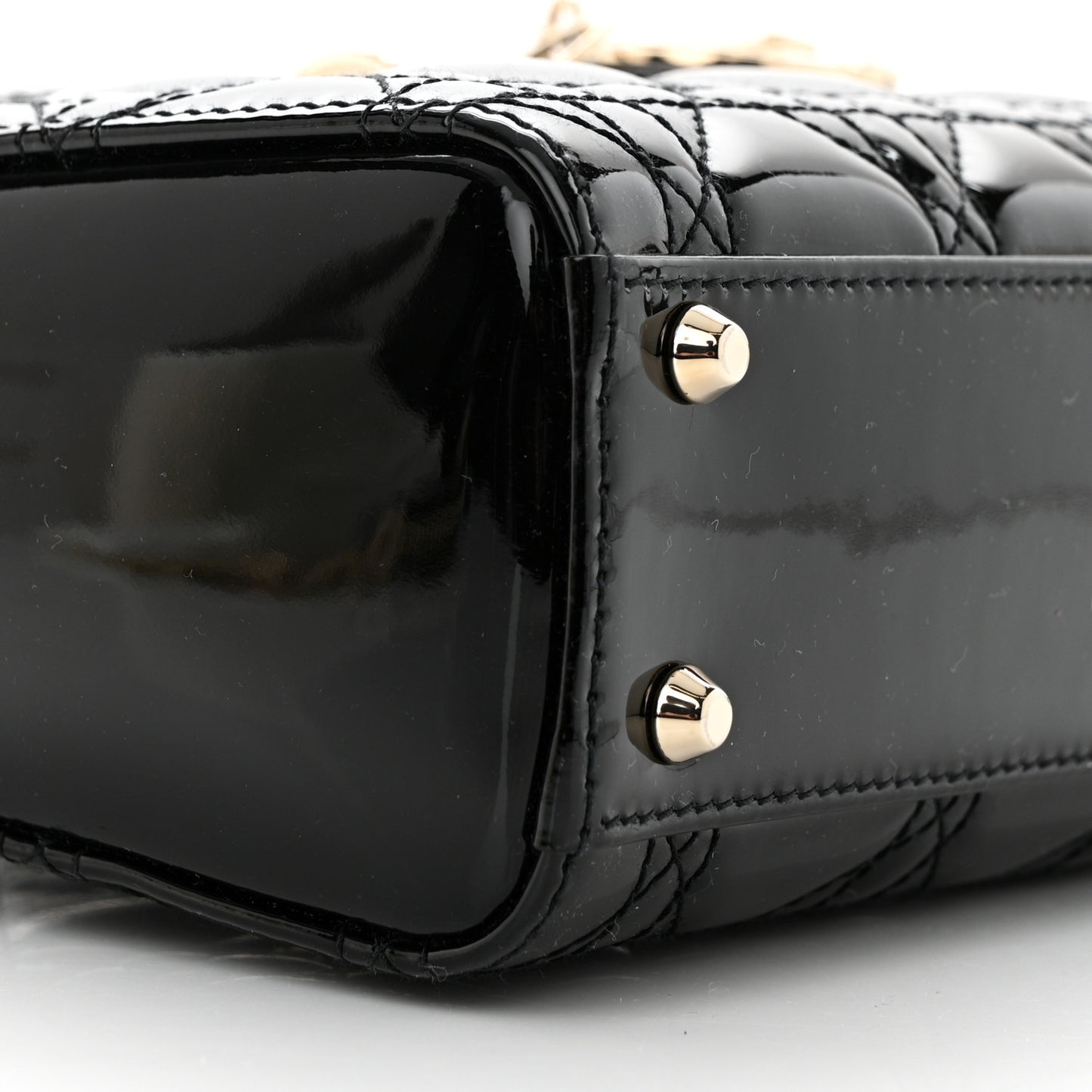 Patent Cannage Mini Lady Dior Black