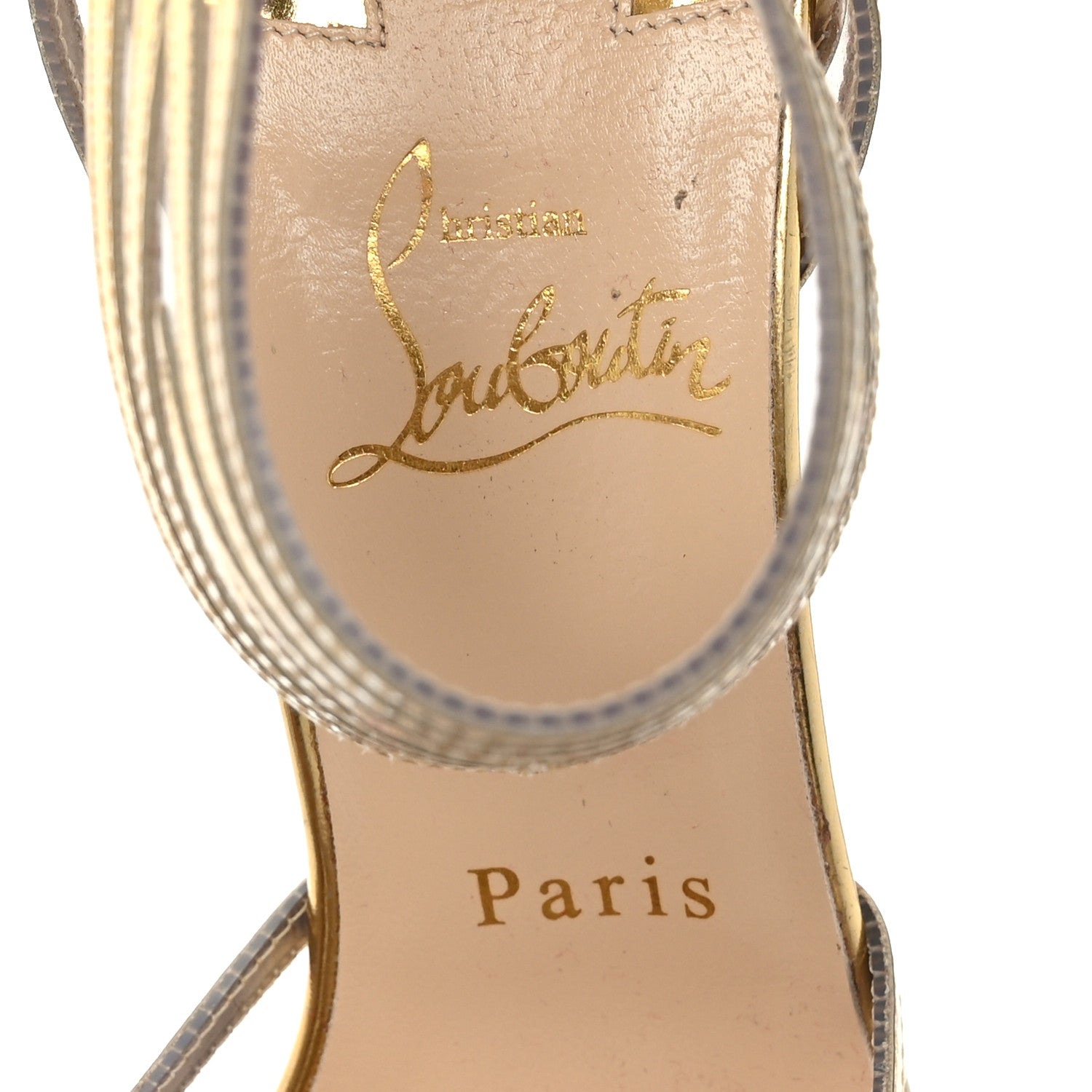 Christian Louboutin Specchio PVC Maratena 100 Sandal Heels 37.5 Gold 6 of 8
