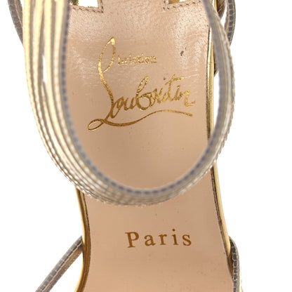 Christian Louboutin Specchio PVC Maratena 100 Sandal Heels 37.5 Gold 6 of 8