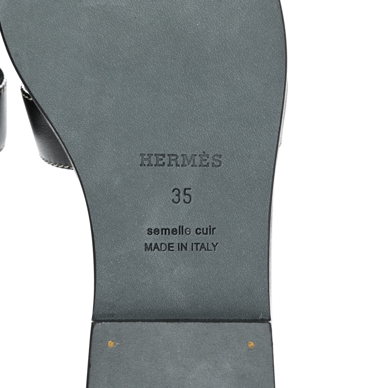 Hermes Box Calfskin Oran Sandals 35 Black 6 of 9