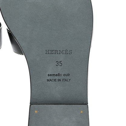Hermes Box Calfskin Oran Sandals 35 Black 6 of 9