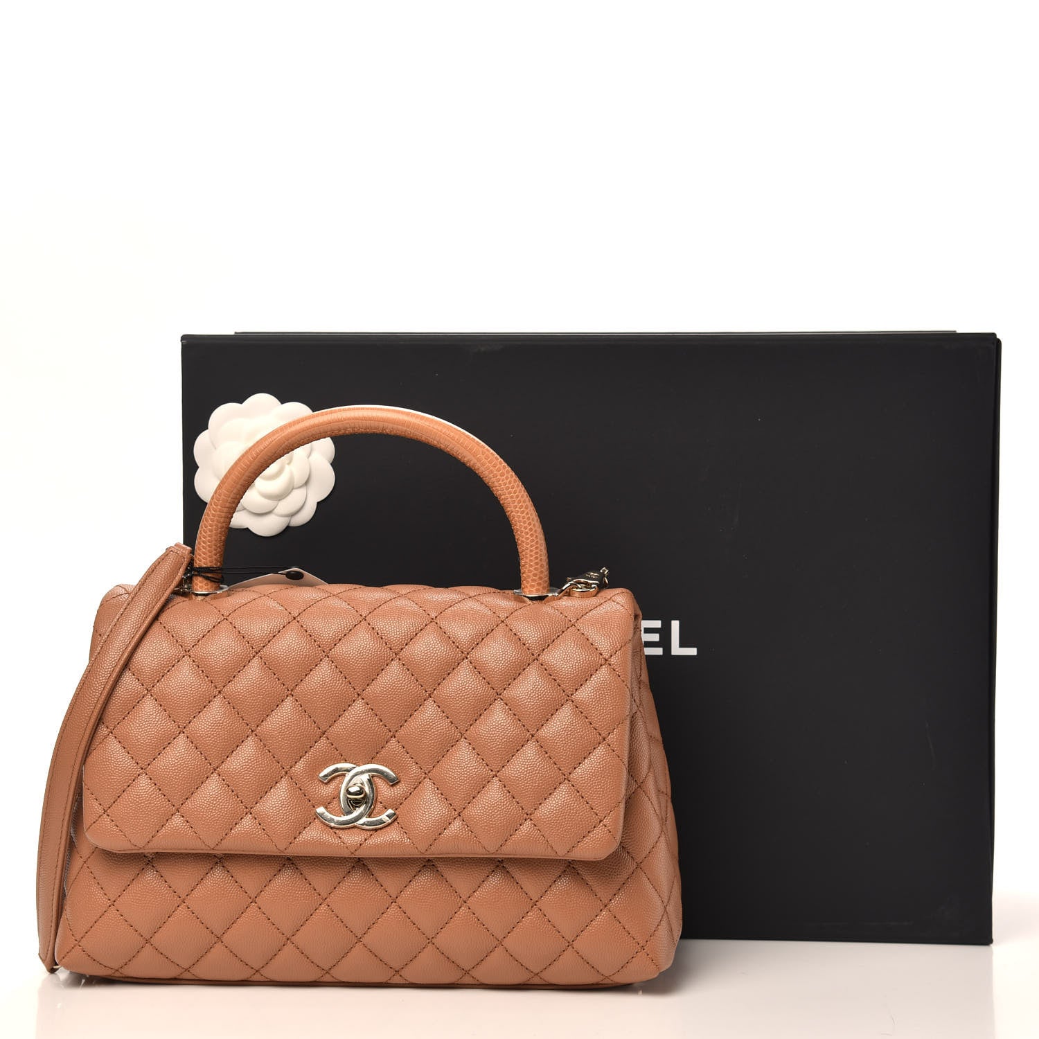 Chanel Caviar Quilted Small Coco Handle Flap Brown 10 of 11