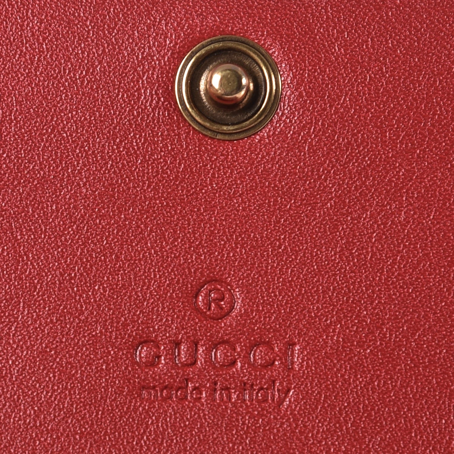 Gucci Calfskin Matelasse GG Marmont Card Case Wallet Hibiscus Red 6 of 8
