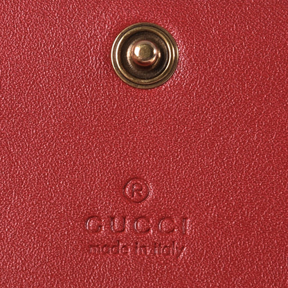 Gucci Calfskin Matelasse GG Marmont Card Case Wallet Hibiscus Red 6 of 8