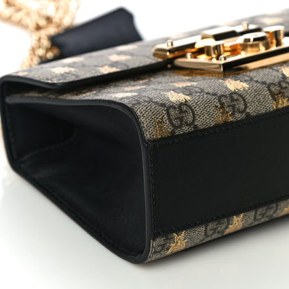 Gucci GG Supreme Monogram Bees Small Padlock Shoulder Bag Black 10 of 11