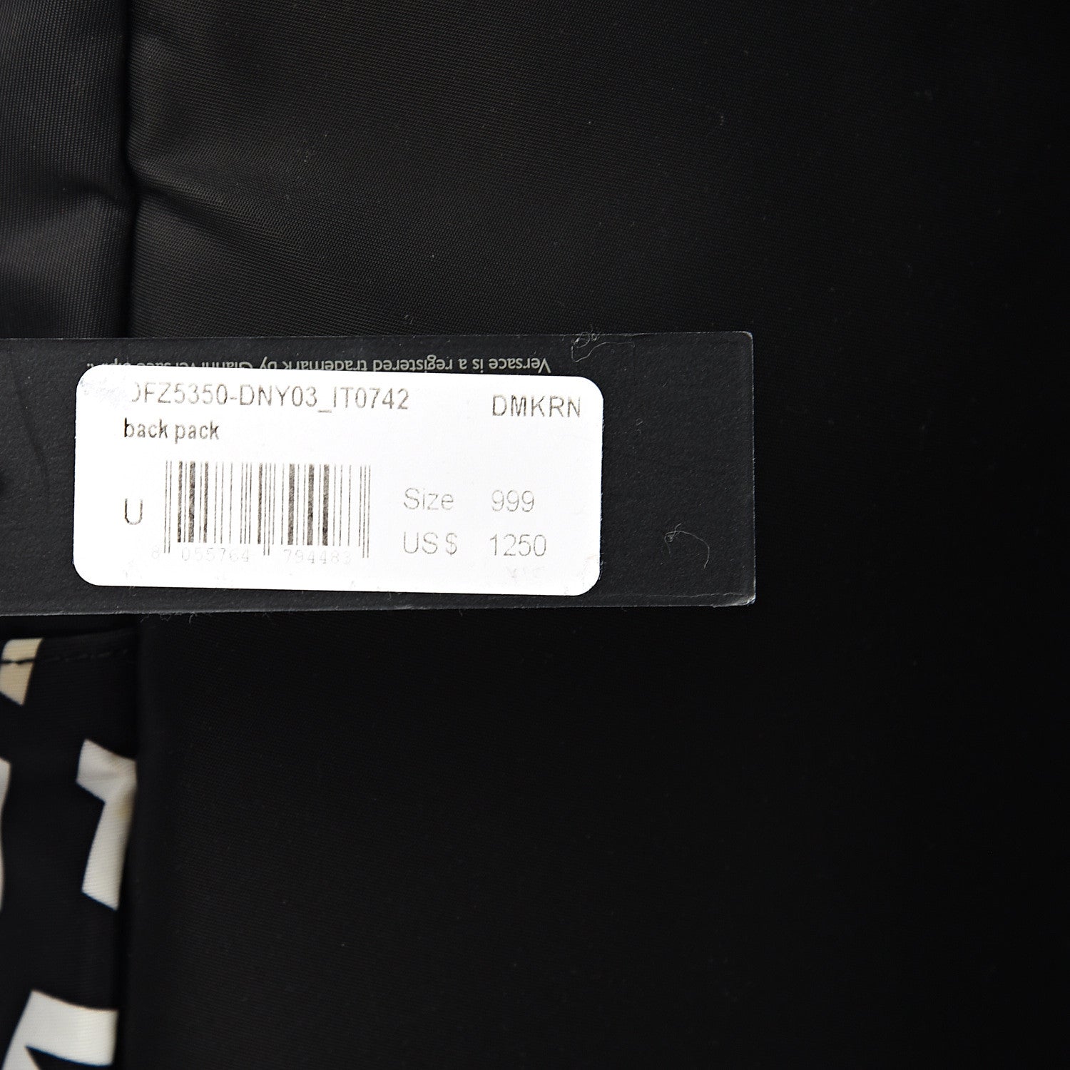 Versace Nylon Logo Print Backpack Black White 9 of 9