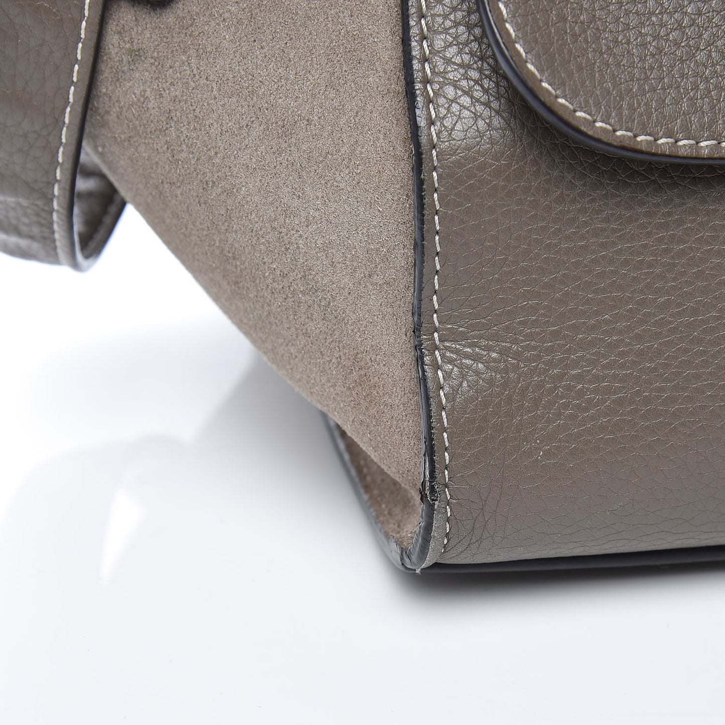 Drummed Calfskin Suede Small Trapeze Souris