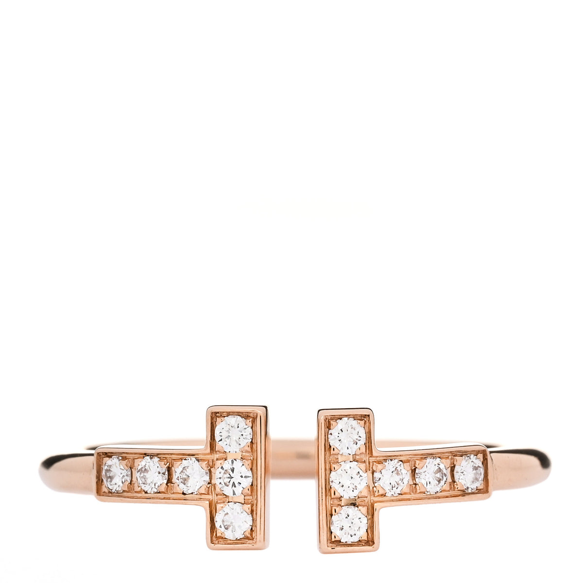 Tiffany 18K Rose Gold Diamond T Wire Ring 50 5.5 1 of 5