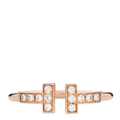 Tiffany 18K Rose Gold Diamond T Wire Ring 50 5.5 1 of 5