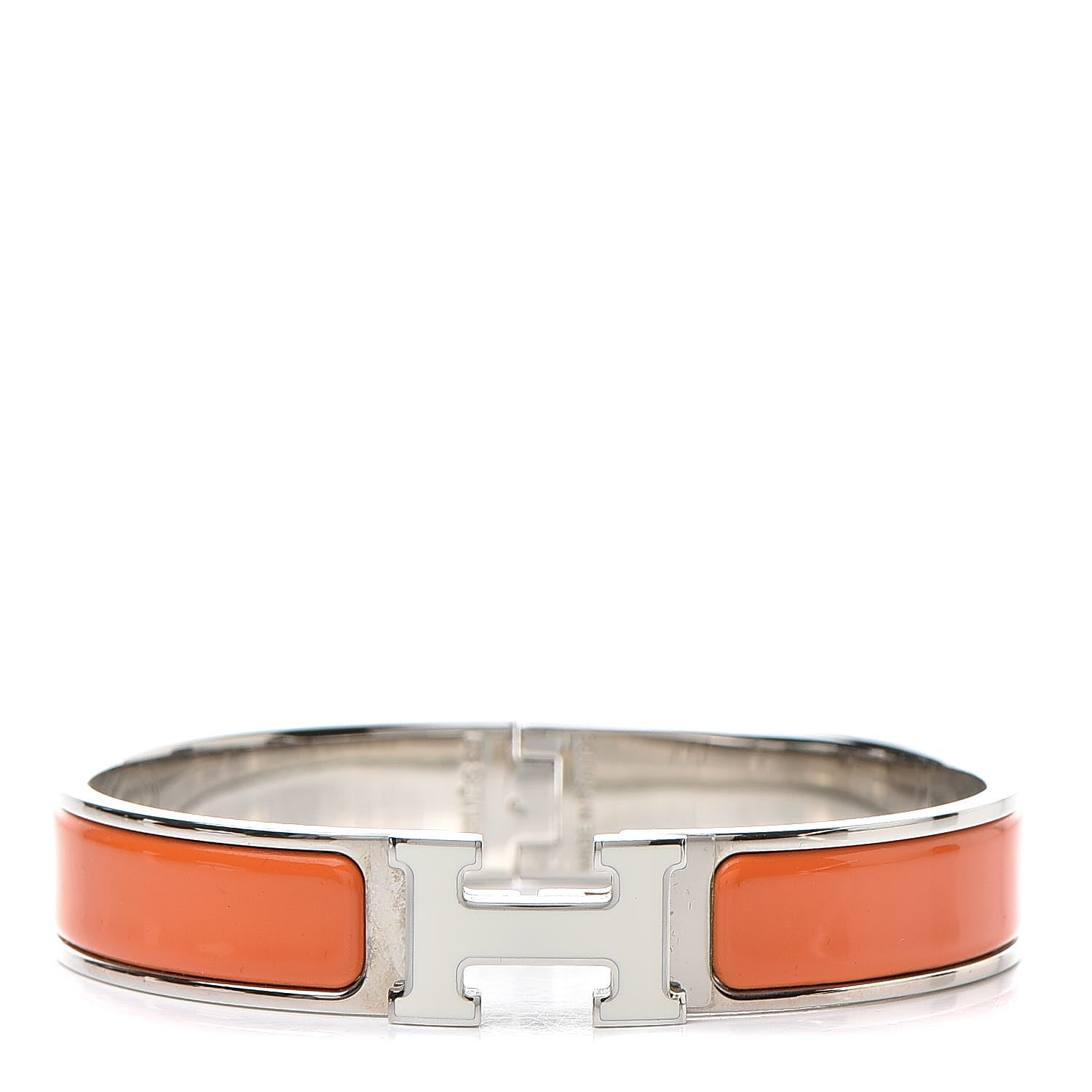 Hermes Enamel Narrow Clic Clac H Bracelet GM Orange White 1 of 5