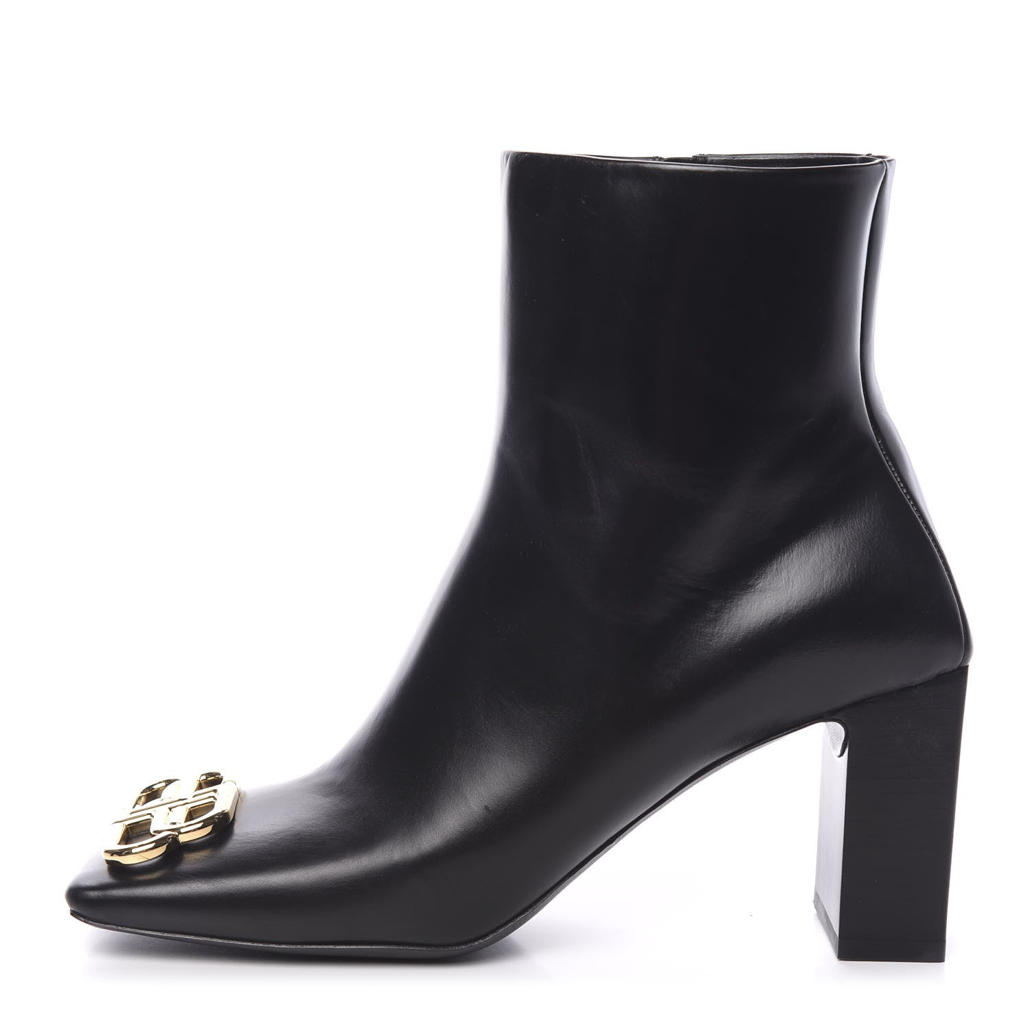 Balenciaga Calfskin Varenne BB Double Square 80mm Booties 39.5 Black Gold 1 of 12