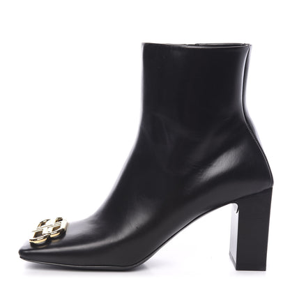 Balenciaga Calfskin Varenne BB Double Square 80mm Booties 39.5 Black Gold 1 of 12