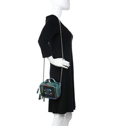 Chanel PVC Patent Calfskin Patent Lambskin Small CC Vanity Case Green 2 of 12