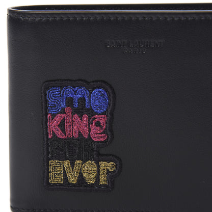 Saint Laurent Calfskin Smoking Forever Patch Bifold Wallet Black 7 of 8