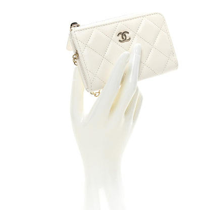 Chanel Caviar Quilted Zipped Key Holder Case White 2 of 12