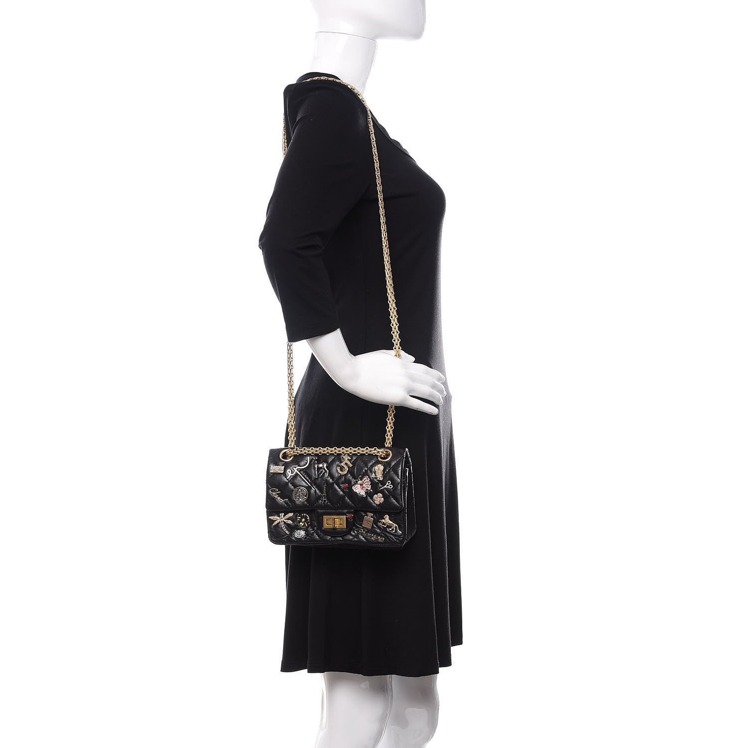 Chanel Aged Calfskin Lucky Charms 2.55 Reissue 224 Flap Black 2 of 12