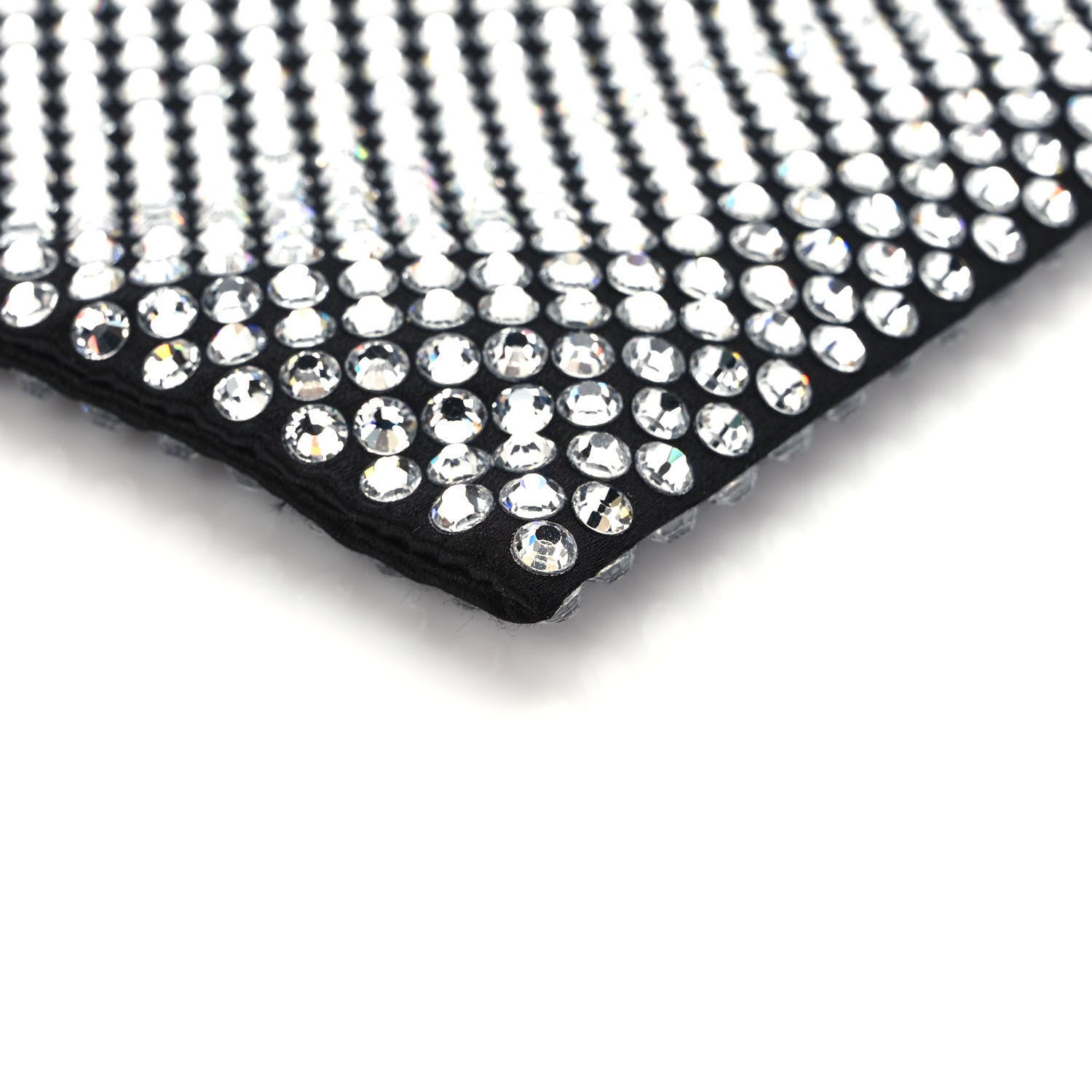Prada Satin Crystal Metal Triangle Logo Chain Crossbody Handbag Cristal 8 of 9