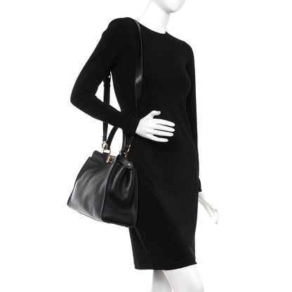 Fendi Vitello Seta Shiny Nappa Medium Peekaboo Iconic Satchel Black 2 of 8