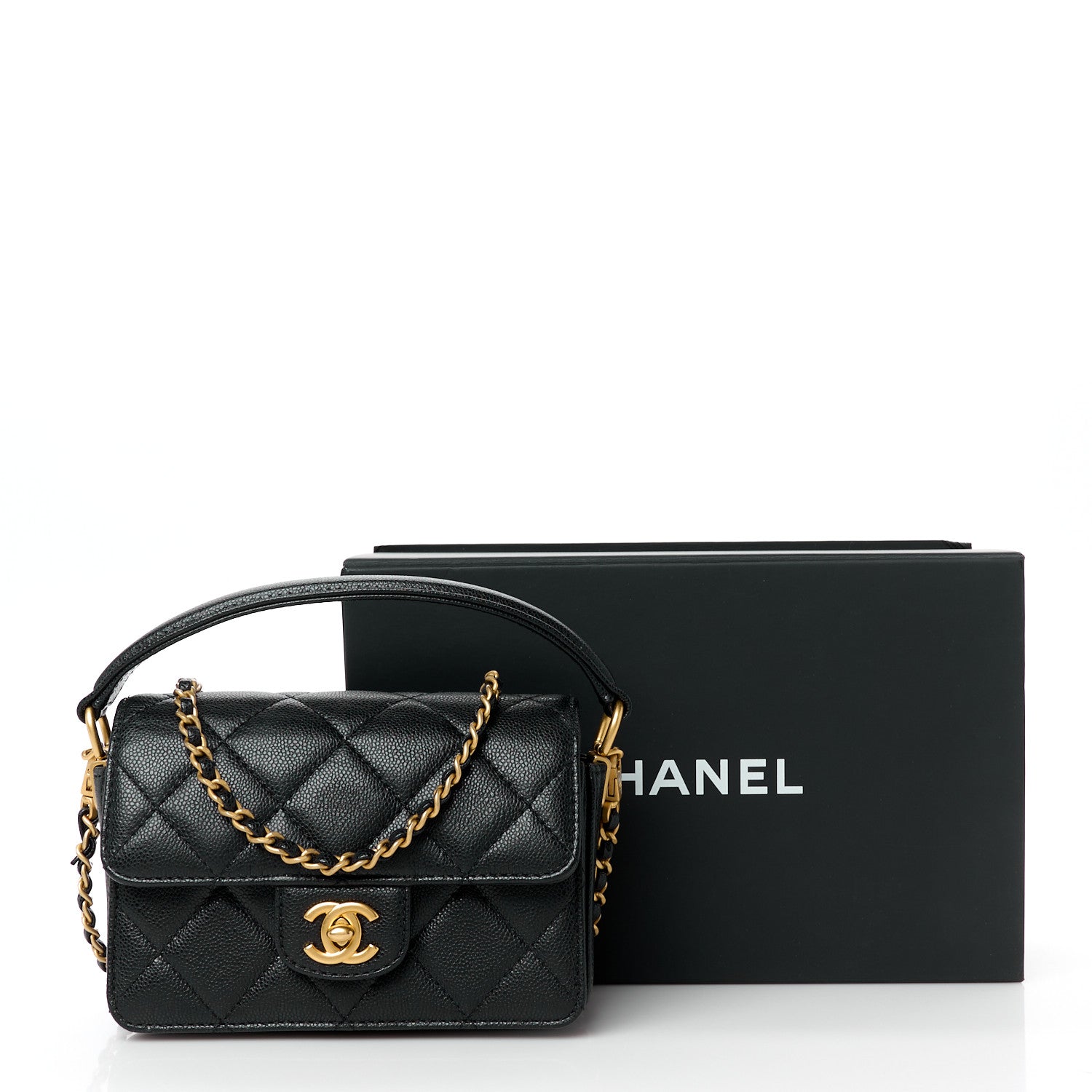 Chanel Caviar Quilted Mini Top Handle Flap Black 12 of 12