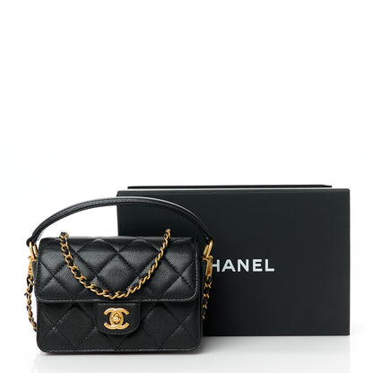 Chanel Caviar Quilted Mini Top Handle Flap Black 12 of 12