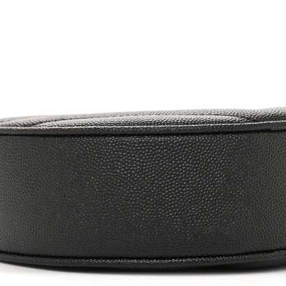 Saint Laurent Grain De Poudre Matelasse Chevron Quilted Round Vinyle Camera Bag Black 9 of 13