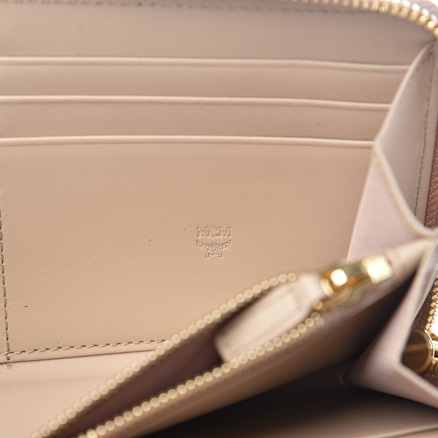 MCM Visetos Large Zip Around Large Wallet Beige 6 of 6