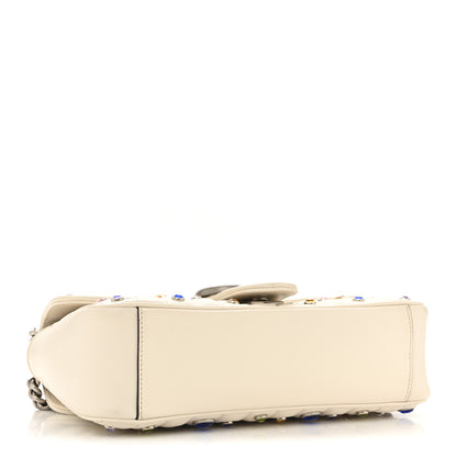 Gucci Calfskin Crystal Matelasse Aria Small GG Marmont Shoulder Bag Mystic White Multicolor 4 of 13